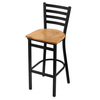 Holland Bar Stool Co 25" Stationary Counter Stool, Black Wrinkle, Med Oak Seat 40025BWMedOak